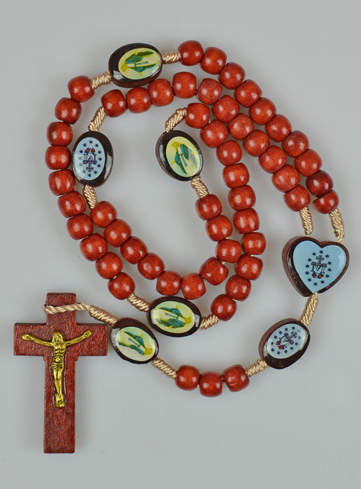 Chapelet Vierge Miraculeuse - Grains en Bois (pic 2)