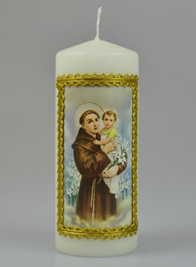 Cierge Religieux - Icône de Saint Antoine de Padoue - 15 cm (pic 1)