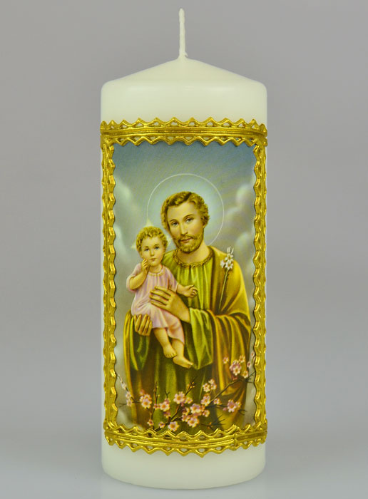 Cierge Religieux - Icône de Saint Joseph à l'Enfant - 15 cm (pic 2)