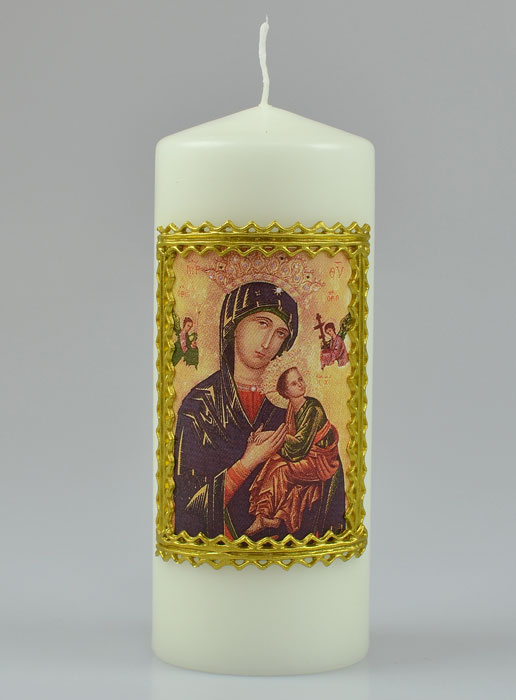 Cierge Religieux - Icône Notre Dame du Perpétuel Secours - 15 cm (pic 2)