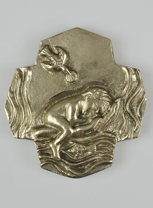 Croix Artisanale en Bronze Blanc - Le Baptême (pic 2)