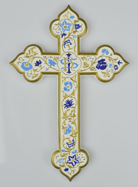 Croix Artisanale Peinte à la Main Dorure - 17cm (pic 1)