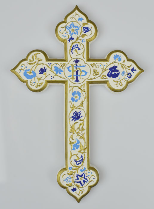 Croix Artisanale Peinte à la Main Dorure - 17cm (pic 2)