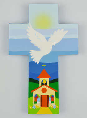 Croix Colombe Esprit Saint et Eglise - Cadeau de Baptême (pic 1)