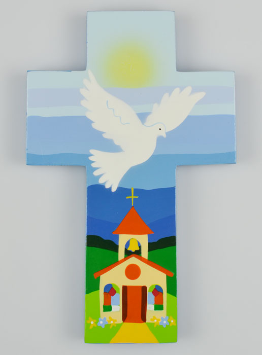 Croix Colombe Esprit Saint et Eglise - Cadeau de Baptême (pic 2)