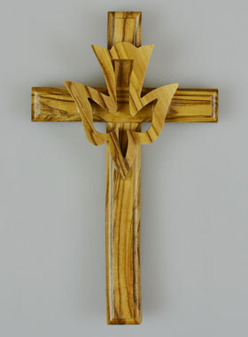 Croix Crucifix Esprit Saint en Bois d'Olivier - 12 cm (pic 1)