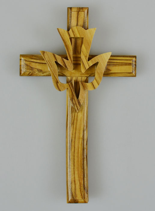 Croix Crucifix Esprit Saint en Bois d'Olivier - 12 cm (pic 2)