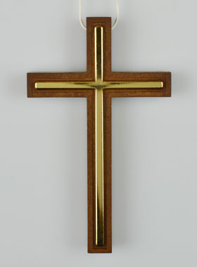 Croix d'Aube en Bois et Croix Dorée de Communion - 10 cm (pic 1)