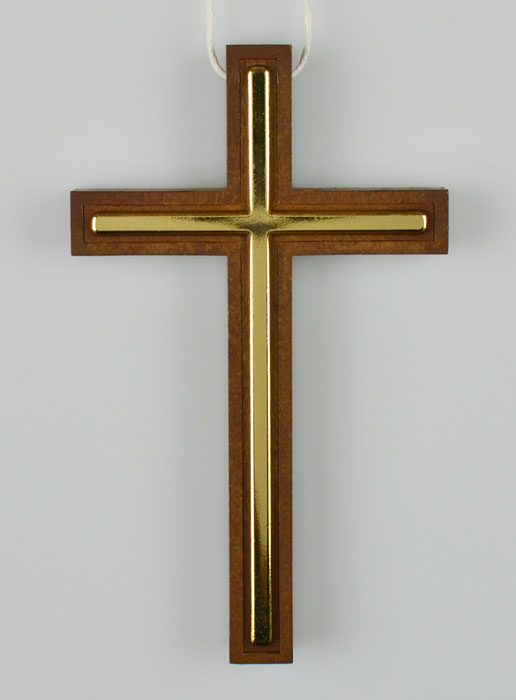 Croix d'Aube en Bois et Croix Dorée de Communion - 10 cm (pic 2)