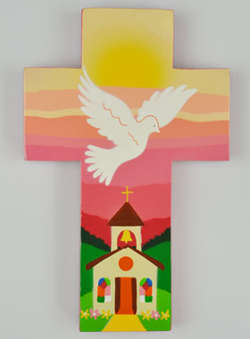 Croix de Baptême Rose - Fille (pic 1)