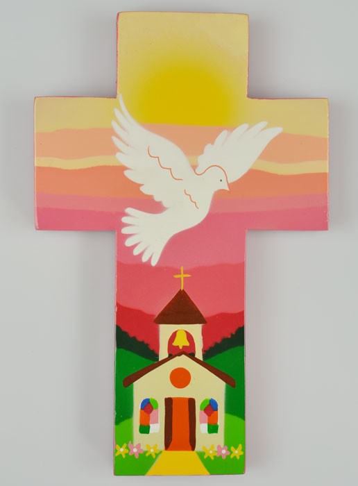 Croix de Baptême Rose - Fille (pic 2)