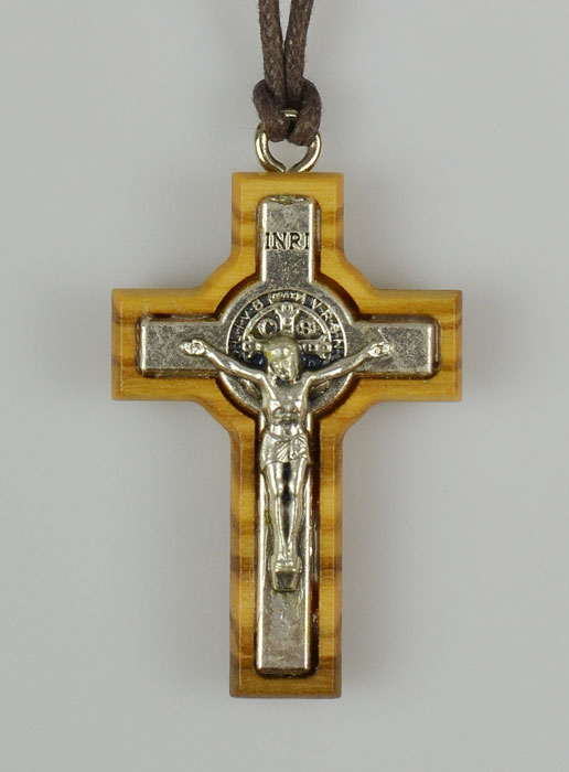 Croix de Saint Benoît en Bois d'Olivier - 3.5 cm (pic 2)