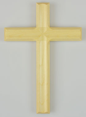 Croix en Bois Blanc Artisanale et Sculptée - 17 cm (pic 1)