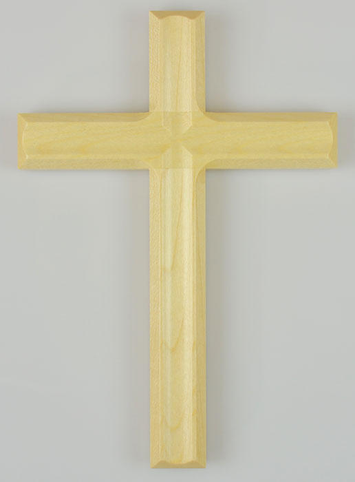 Croix en Bois Blanc Artisanale et Sculptée - 17 cm (pic 2)
