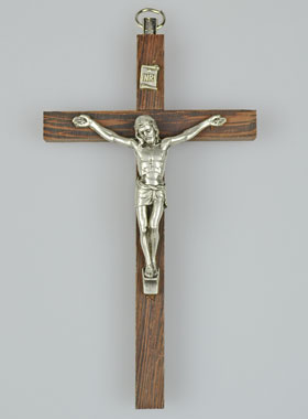 Crucifix en Bois Christ en Métal Argenté (pic 1)