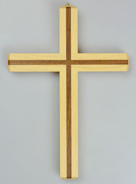 Croix en bois du Christ - Artisanale 2 Tons - 22 cm (pic 1)