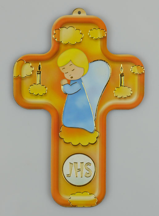 Croix en Bois Enfant - Ange en Prière Modèle Garçon (pic 2)