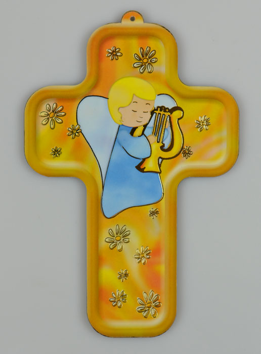 Croix en Bois Enfant - Ange Gardien Lyre (pic 2)