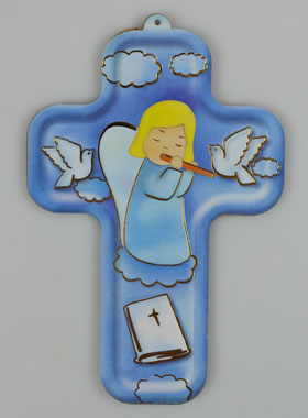 Croix en Bois Enfant - Ange Gardien Musicien (pic 1)