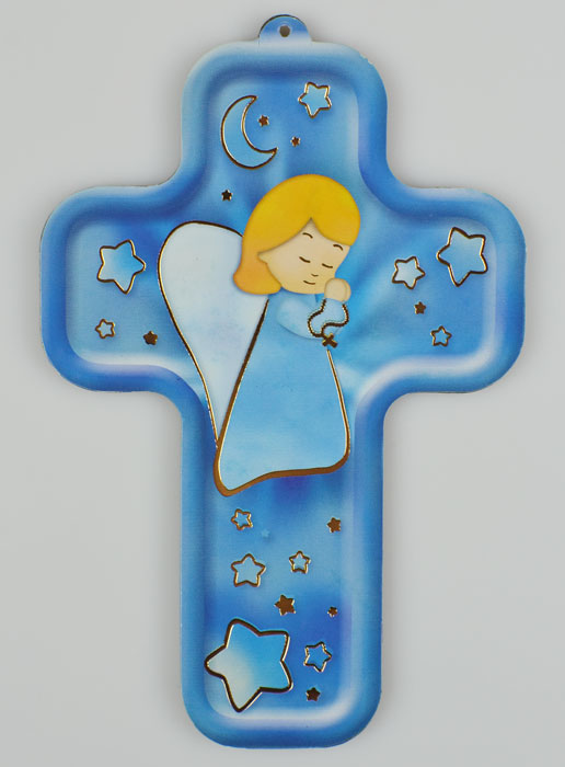 Croix en Bois Prière de l'Ange-Gardien  - Modèle Fille (pic 2)