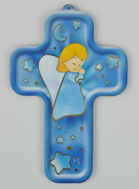 Croix en Bois Prière de l'Ange - Modèle Fille (pic 1)