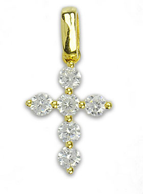 Croix en Plaqué Or et Diamants Strass - 15 mm (pic 1)