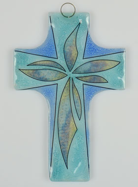 Croix en Verre Artisanale - 12 cm (pic 1)