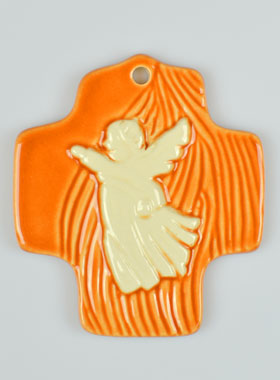 Croix Enfant Céramique Ange - Orange (pic 1)