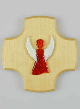 Croix Enfant en Bois d'Erable - Mon Ange Protecteur en Verre (pic 1)