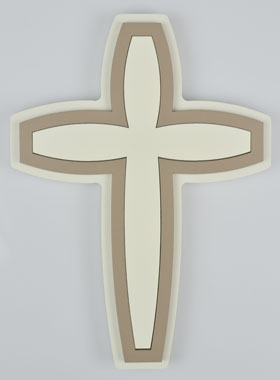 Croix Moderne Stylisée - Céramique et Bois (pic 1)