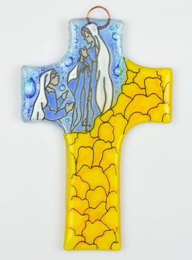 Croix Notre Dame de Lourdes en Verre (pic 1)