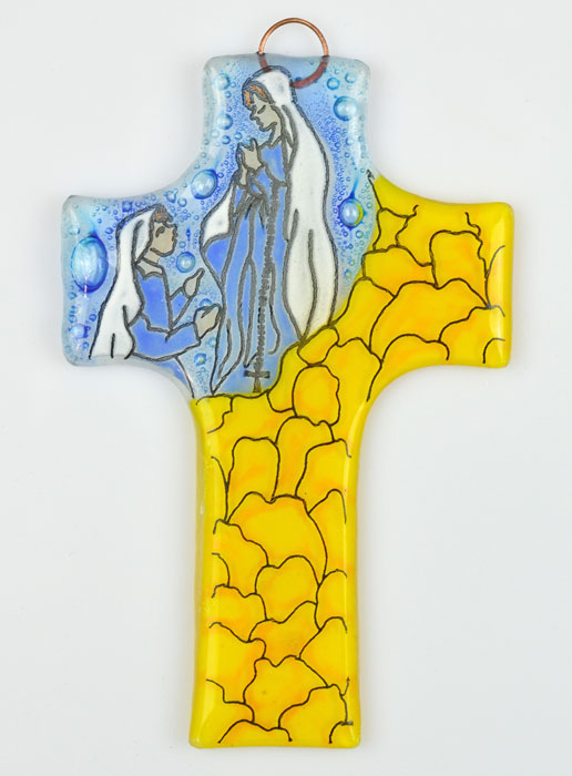 Croix Notre Dame de Lourdes en Verre (pic 2)