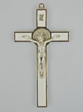 Crucifix Croix de Saint Benoit - Métal Blanc (pic 1)