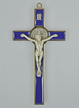 Crucifix Croix de Saint Benoit - Métal Bleu (pic 1)