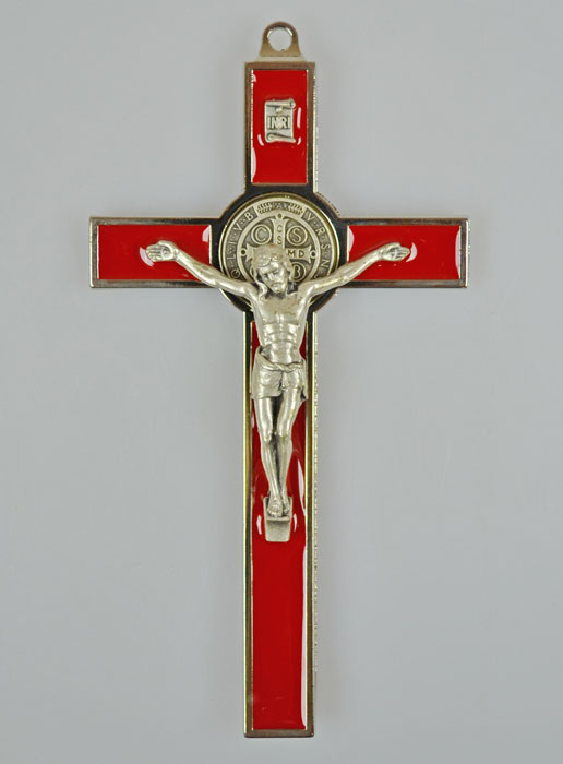 Crucifix Croix de Saint Benoit - Métal Rouge (pic 2)