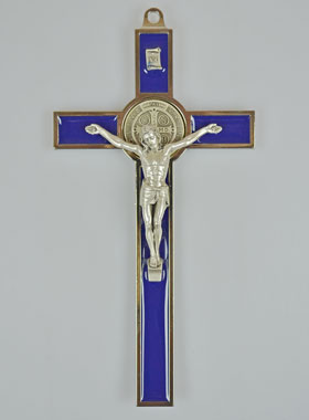 Croix de Saint Benoit 20cm - Métal Bleu (pic 1)
