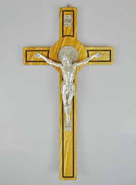 Crucifix Croix de Saint Benoit en Bois - 40cm (pic 1)