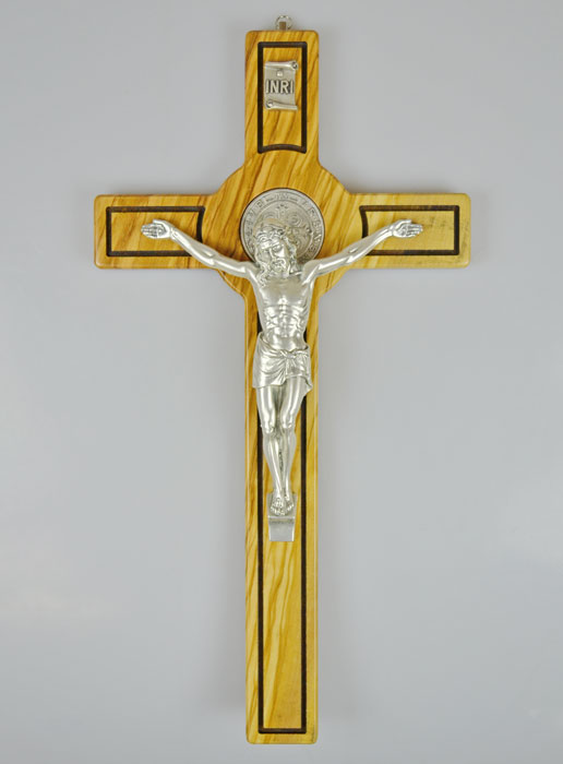 Crucifix Croix de Saint Benoit en Bois - 40cm (pic 2)