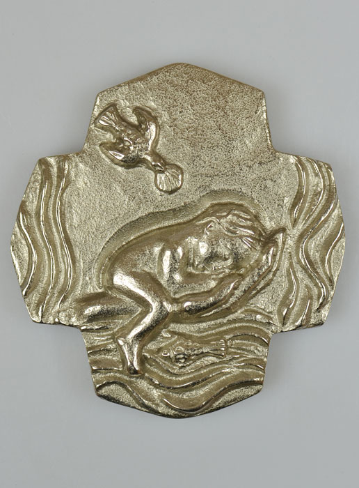 Croix en Bronze Blanc - Le Baptême - 10 cm (pic 2)