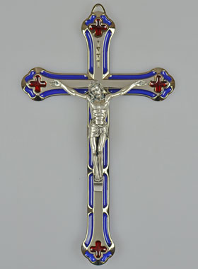 Crucifix Vitrail en Métal Argenté - 17cm (pic 1)