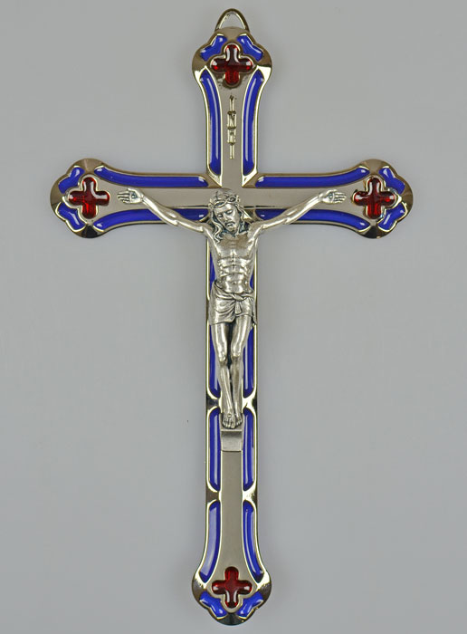 Crucifix Vitrail en Métal Argenté - 17cm (pic 2)