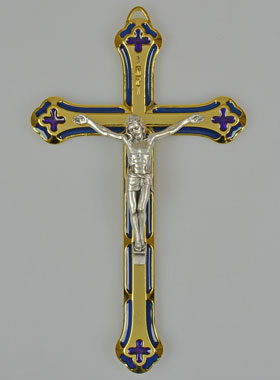 Crucifix Vitrail en Métal Doré - 13cm (pic 1)