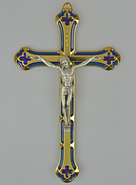 Crucifix Vitrail en Métal Doré - 17cm (pic 1)