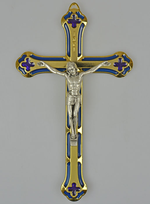 Crucifix Vitrail en Métal Doré - 17cm (pic 2)
