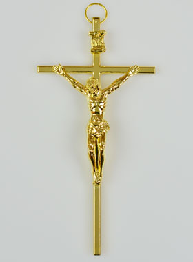 Crucifix du Christ en Métal Doré à Suspendre - 11 cm (pic 1)