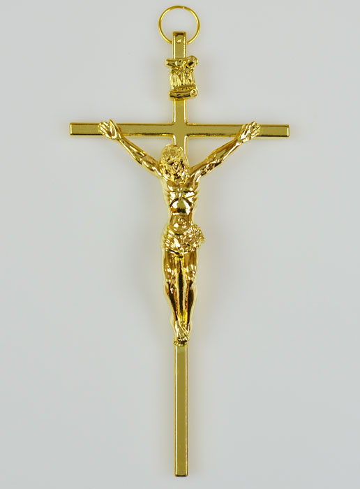 Crucifix du Christ en Métal Doré à Suspendre - 11 cm