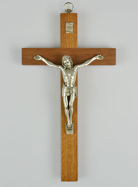 Crucifix en Bois et Bronze Argent (pic 1)