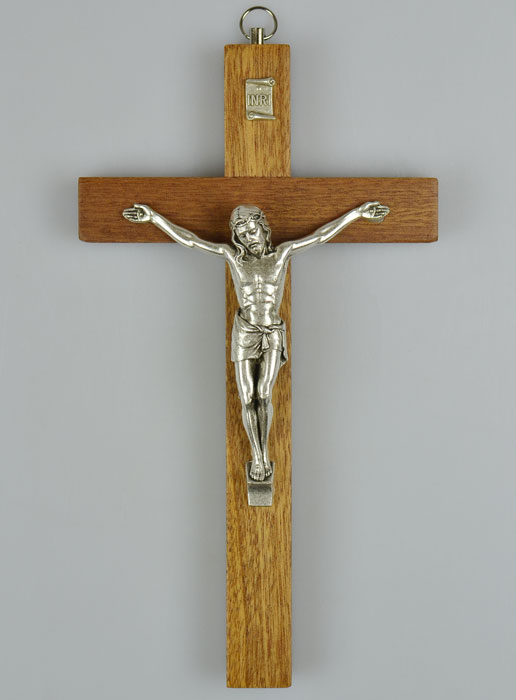 Crucifix en Bois et Christ de Style Bronze Argent - 20 cm (pic 2)