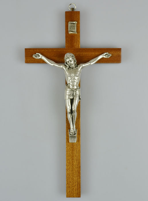 Crucifix en Bois et Christ de Style Bronze Argent - 25 cm (pic 2)