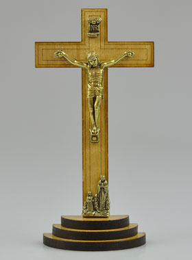 Crucifix en Bois et Christ Style Bronze de Lourdes - 12 cm (pic 1)